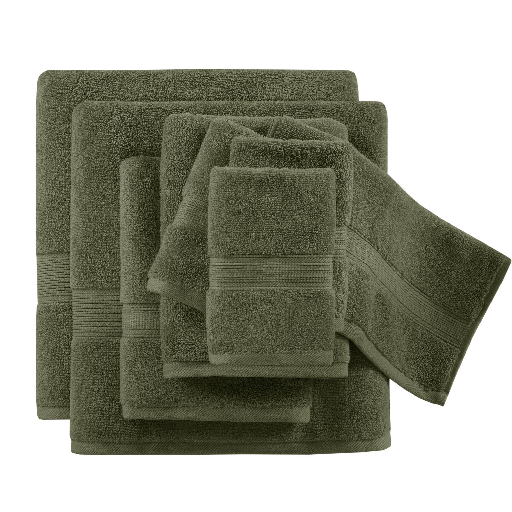 Olliix - Wholesale Bath Towel - 8-Piece 800gsm Cotton Absorbent Towel Set, Olive Green10