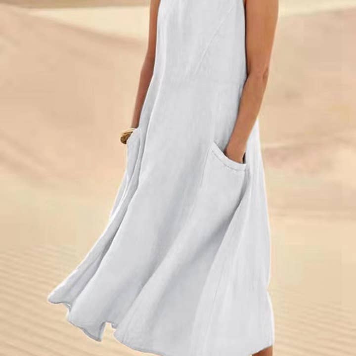 Hope & Sunshine - Wholesale Dress - Women's - Sleeveless Linen Dress with Pockets22