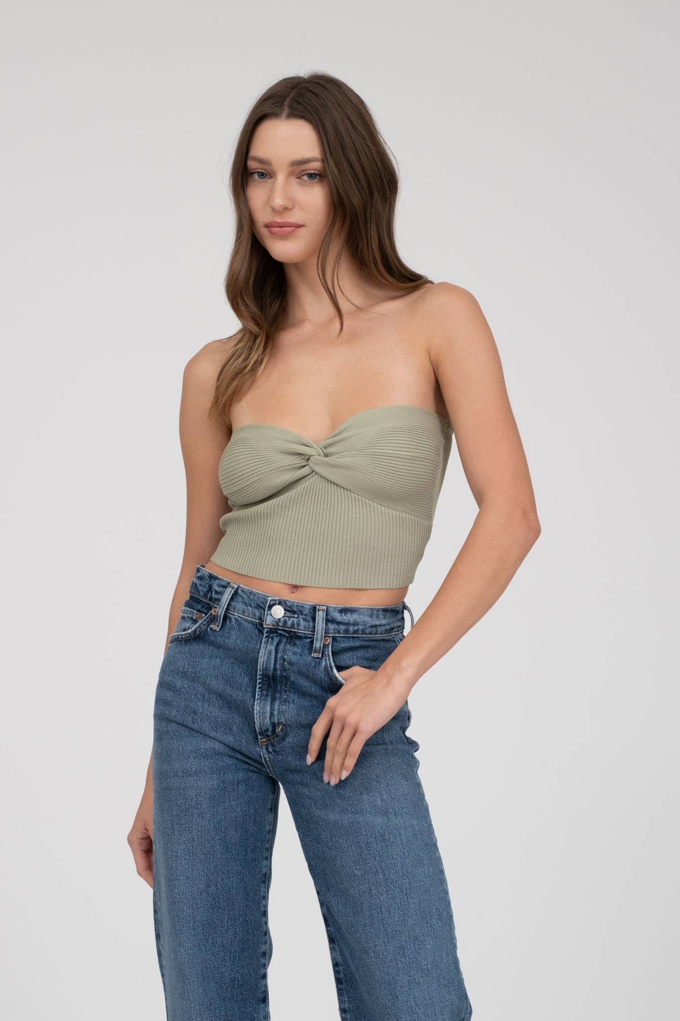 The Workshop Studio - Wholesale Knit Top - Women's - STRAPLESS TWIST FRONT KNIT CROP TOP (PRE-ORDER)33