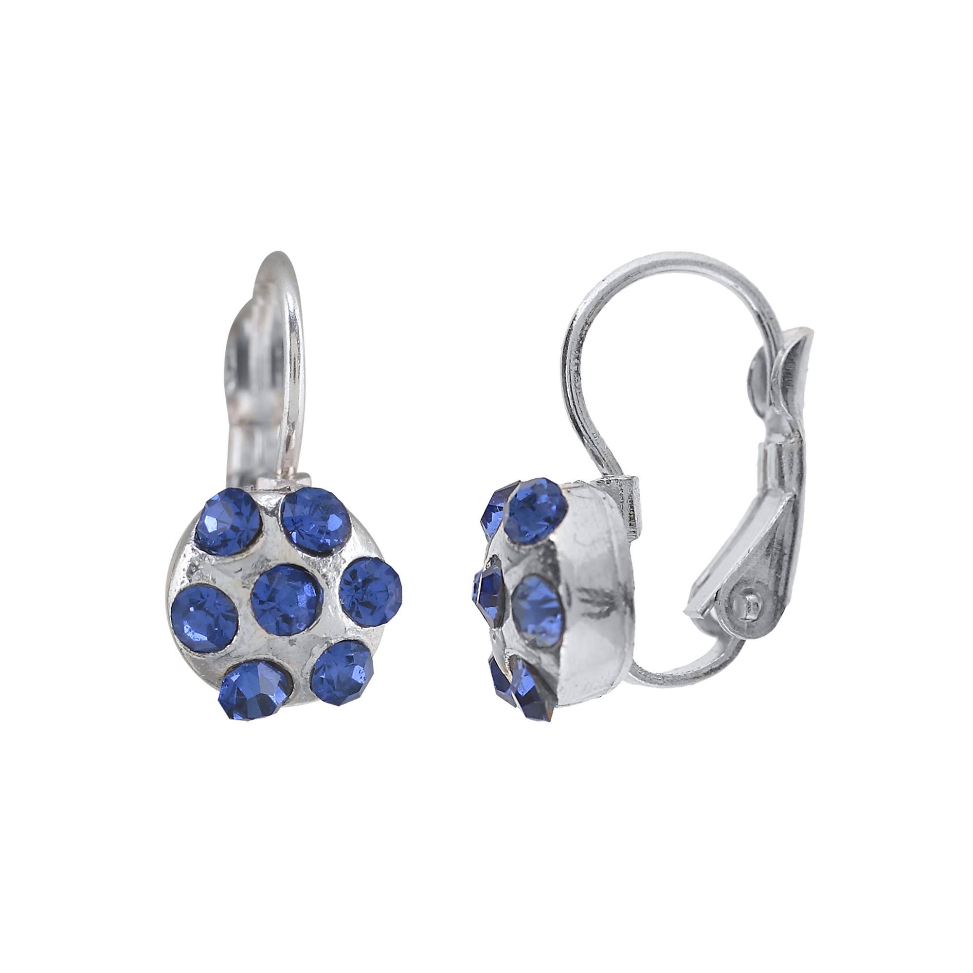 Gloria Mago - Wholesale Dangle Earrings - Silver plated earring “Mayo” blue Swarovski0