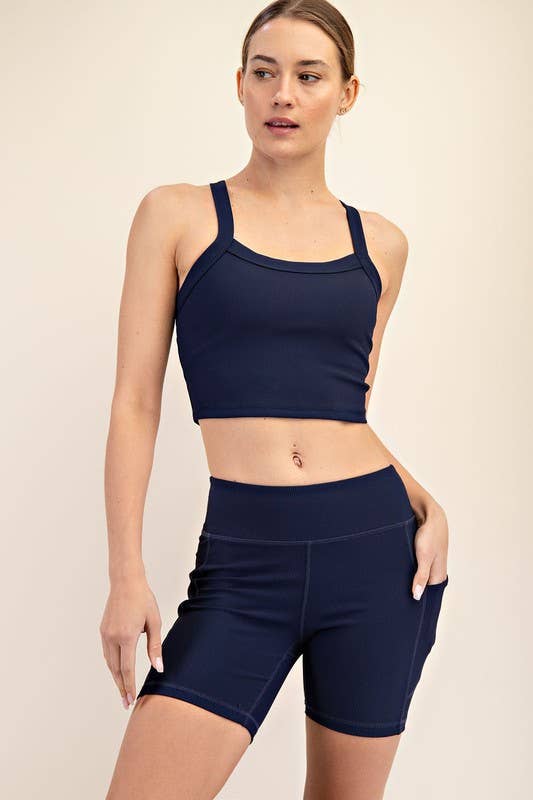 Sunday Morning – wholesale Träningsshorts – Dam – P7663PL37-PLUS SIZE SLIM FIT NYLON RIB 6IN BIKER32