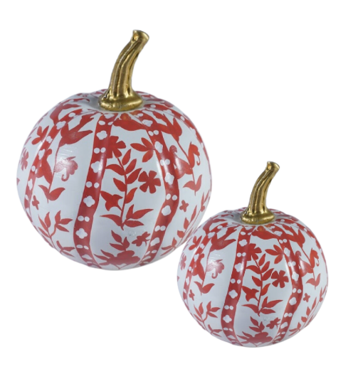 The Enchanted Home - Wholesale Decorative Tabletop Object - Rusty Red Floral and Vine Pumpkin0