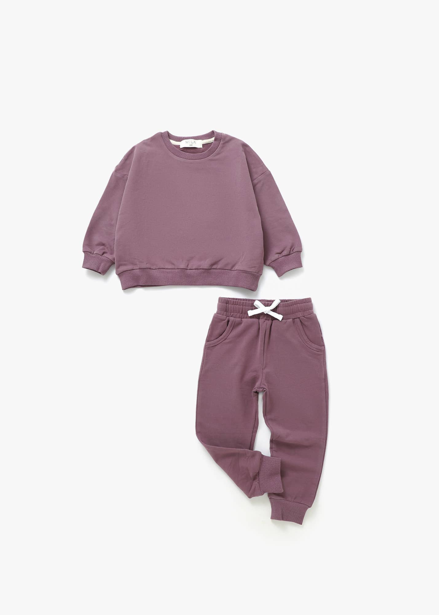 Mila & Co. - Wholesale Top & Pant Set - Kids - Sweatshirt & Jogger Set | Plum