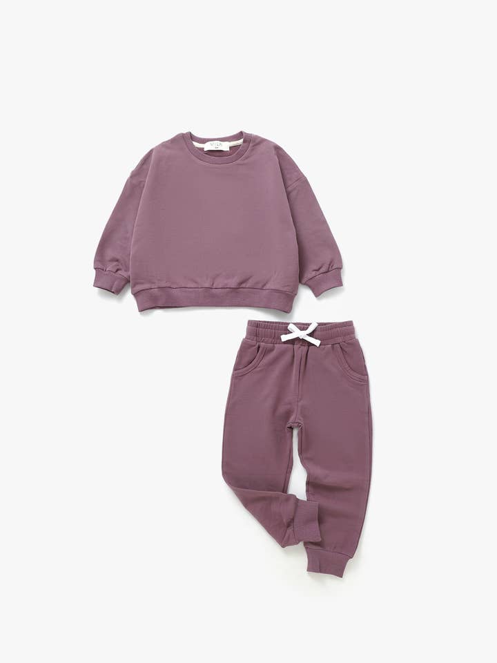 Mila & Co. - Wholesale Lounge Set - Kids - Sweatshirt & Jogger Set | Plum