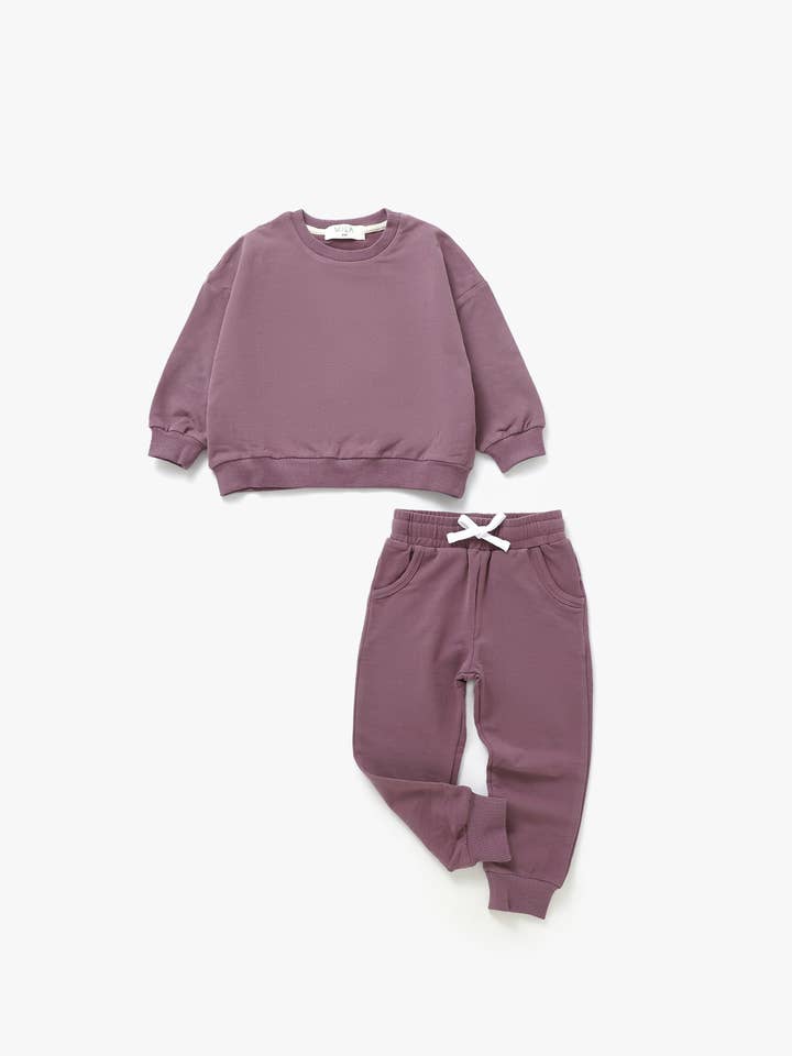 Ensemble sweat-shirt et jogging | Prune pour la vente par Mila & Co.