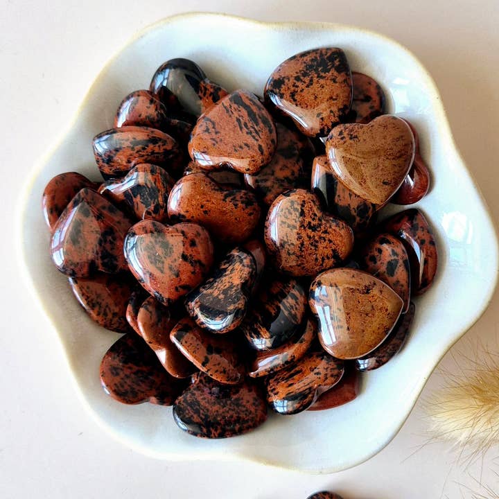 Moonlight Gemstones - Wholesale Spiritual Stone/Crystal - Mini Heart - Mahogany Obsidian Gemstone Heart / Pocket Stone worry stone (2x2cm) (copy) (copy)0