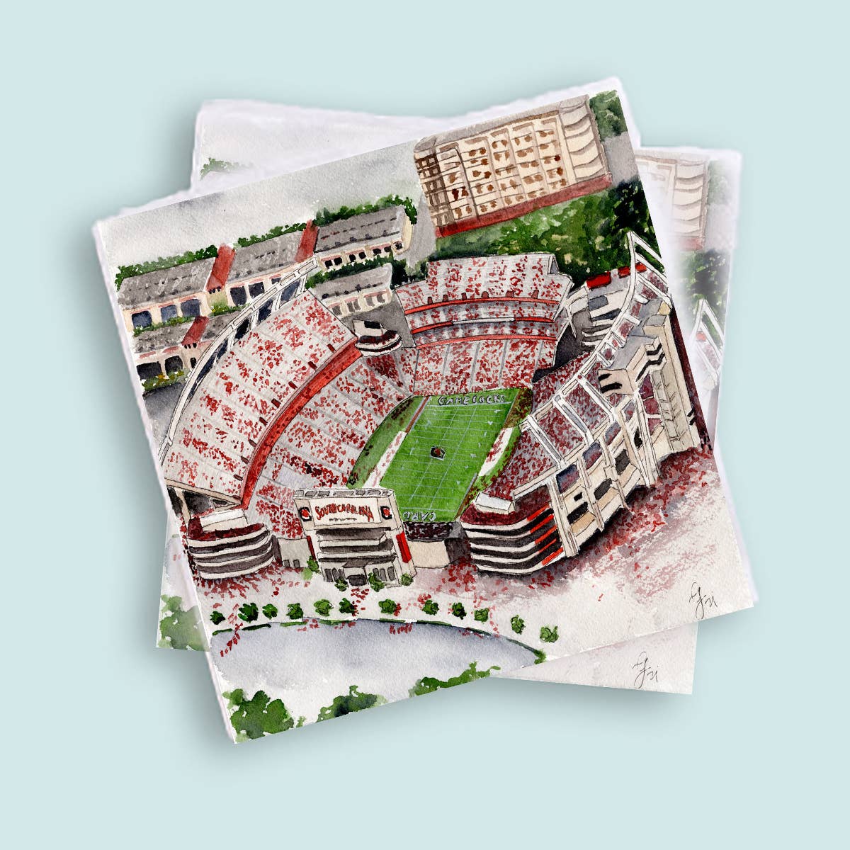 Grace Langdon Art - Wholesale Disposable Napkin - University of SC, Gamecocks Tailgate Cocktail Napkins 0