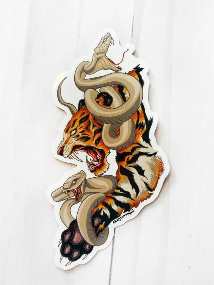 Tiger Snake Sticker for wholesale by OneGroovyGal