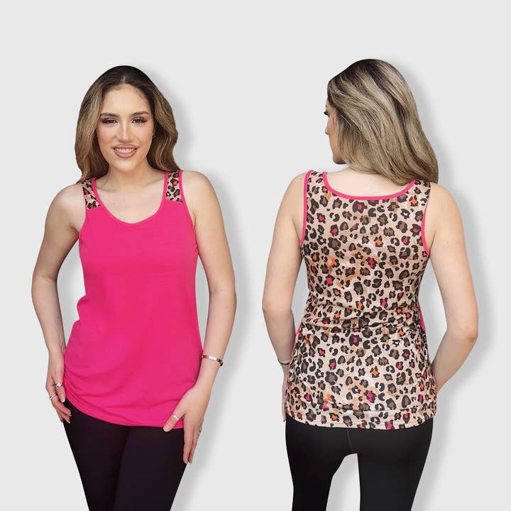 Cheetah Hot Pink Polyester Tank Top for wholesale by ILTEX Apparel