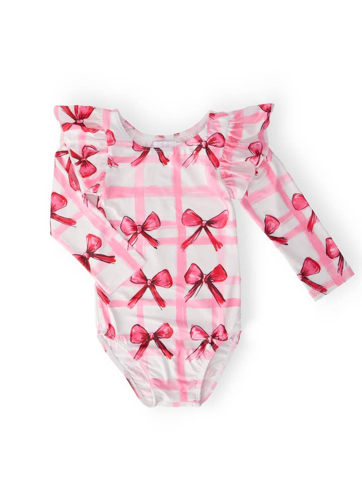 Body de manga larga con volantes Bow La La. para venta al por mayor de Mila & Rose
