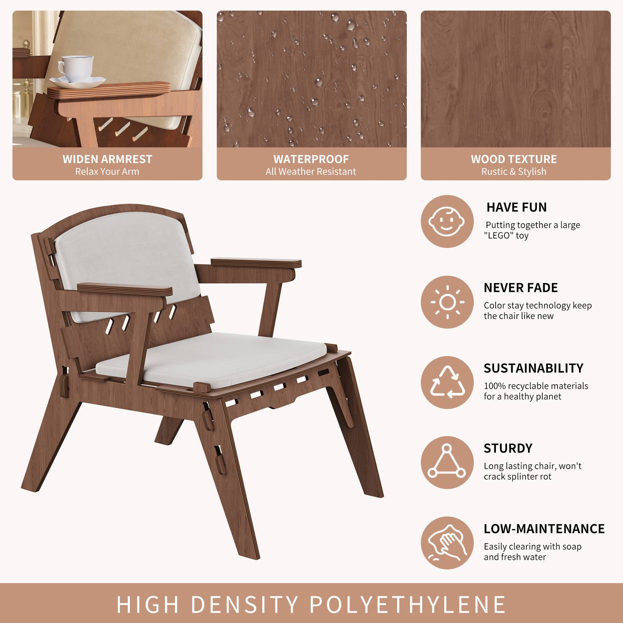 P | O Homeware - Wholesale Chair - Simple Walnut Look Accent Chair - Easy Assembly for Fun2