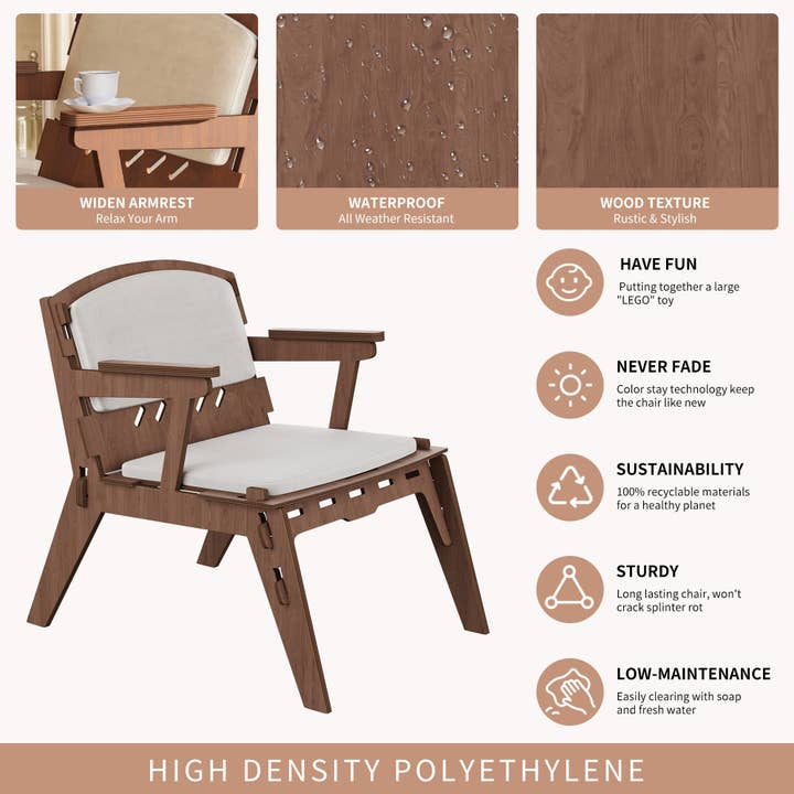 P | O Homeware - Wholesale Chair - Simple Walnut Look Accent Chair - Easy Assembly for Fun2