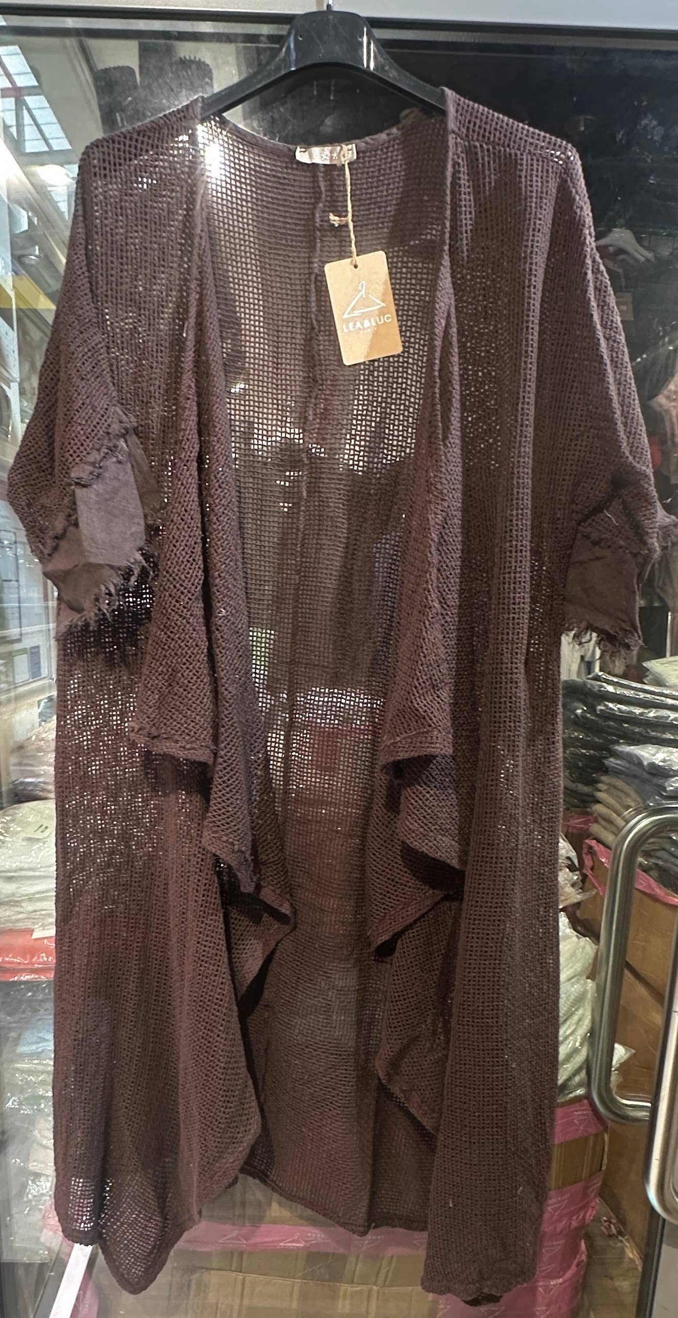 LÉA & LUC - Wholesale Vest - Dames - Opengewerkt vest van 100% katoen met 100% linnen mouwen REF. 608658