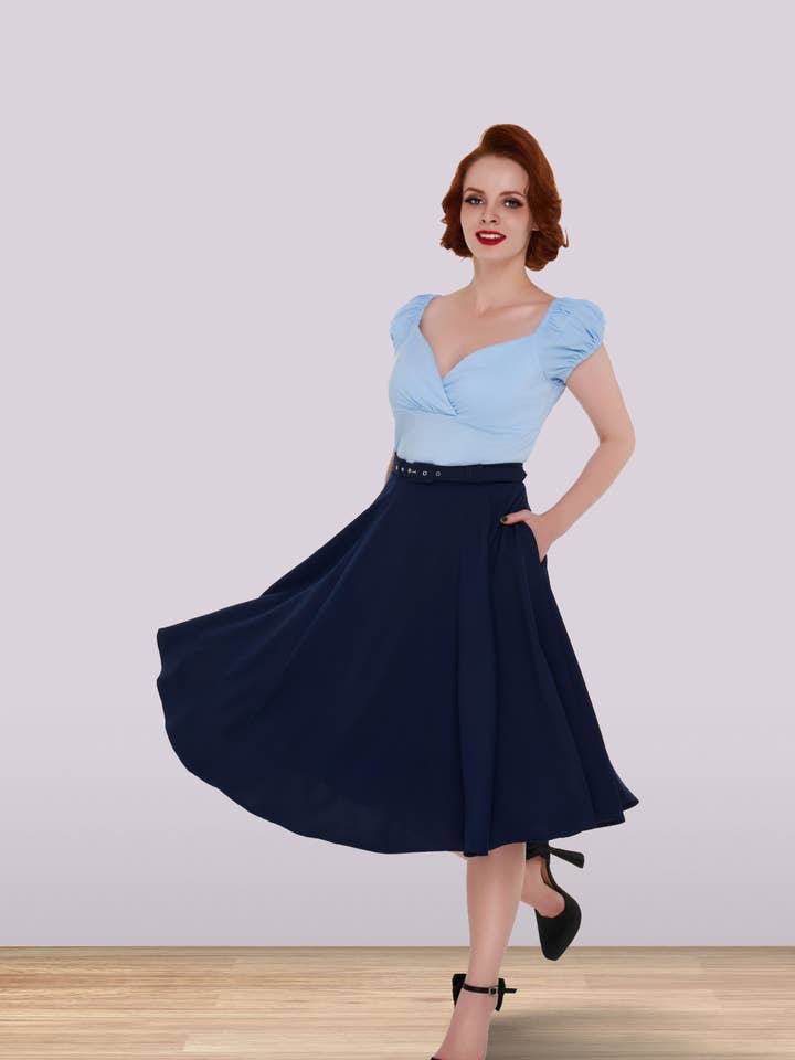 Rita Softie Blouse Light Blue for wholesale by Lindy Bop / Econotrom S.L.