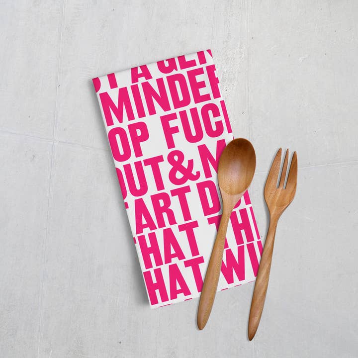 Brainbox Candy - Wholesale Tea Towel - Funny Gift - Gentle Reminder Pink Real Hackney Dave TeaTowel1