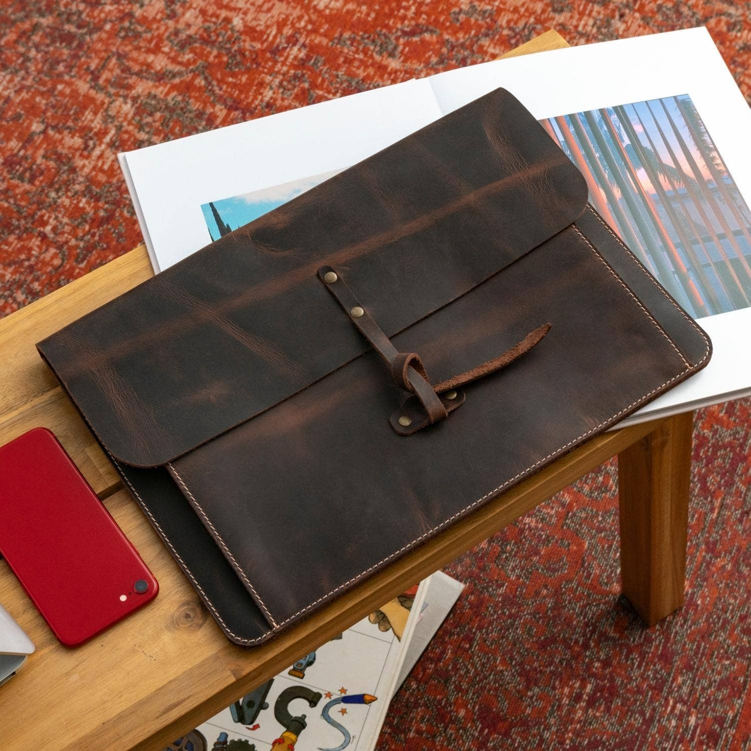 Londo - Wholesale Laptop/Tablet Case - Women's - Londo Top Grain Leather MacBook Pro and Air 16 Inch, 14, 15.5, 15, 13 inch & iPad Pro 12.9 Case with Front Pocket & Flap Closure – Retro Vintage Laptop Bag2