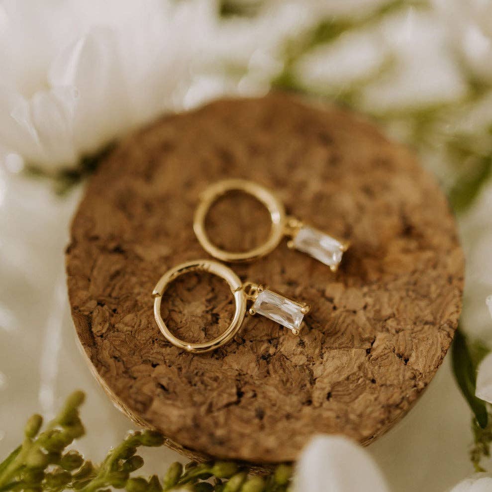 Mauve Jewelry Co. - Wholesale Huggie Earrings - Sophie Baguette Diamond Dangle Hoops6