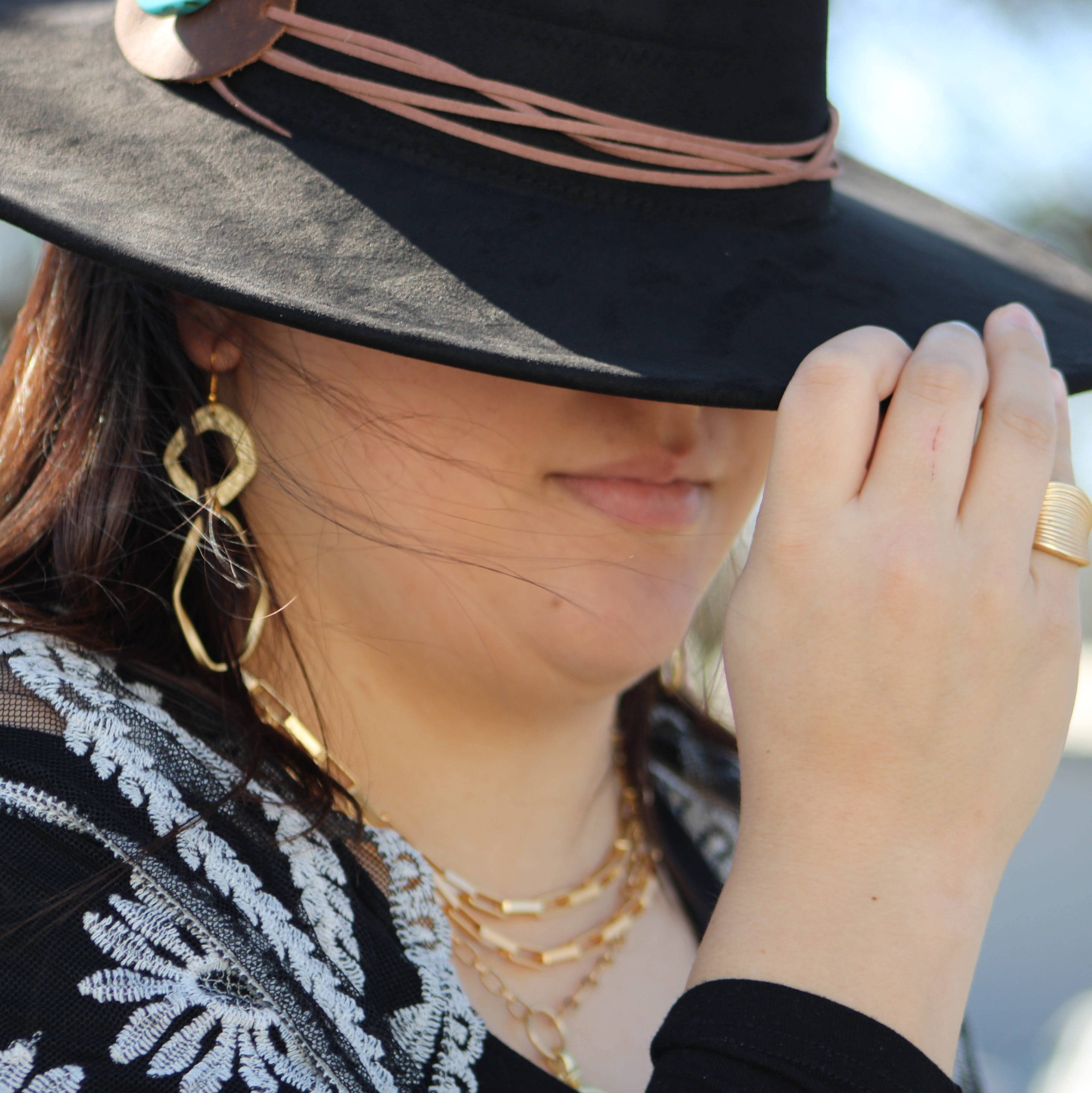 The Jewelry Junkie - Wholesale Dangle Earrings - Matte Gold Hoop Earrings with Oval Hoop Dangle 203u4