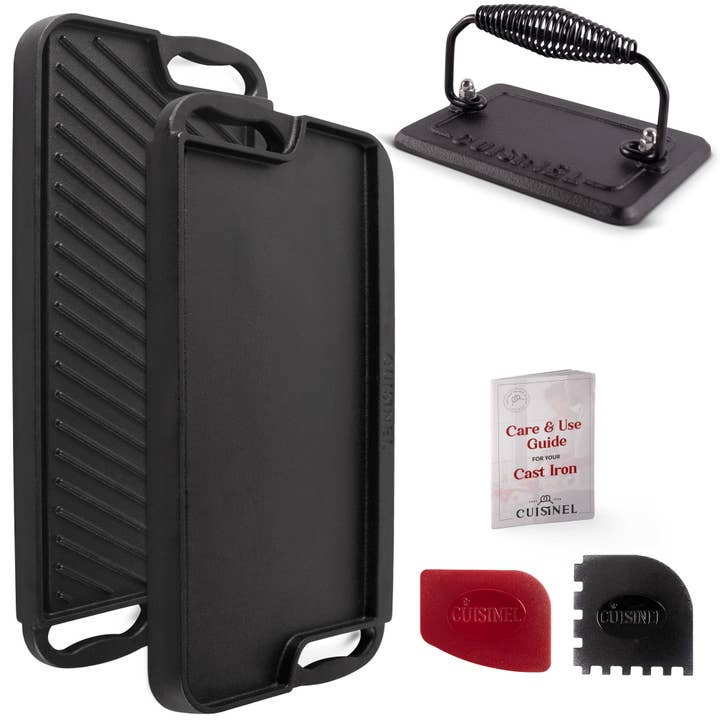 Cuisinel Cast Iron Large 2 Sided Griddle + Rectangle Grill for wholesale by cuisinel