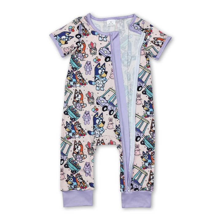 Yawoo Garments - Wholesale Dress - Kids - Lavender ruffle dog bunny eggs girls Easter dresses
