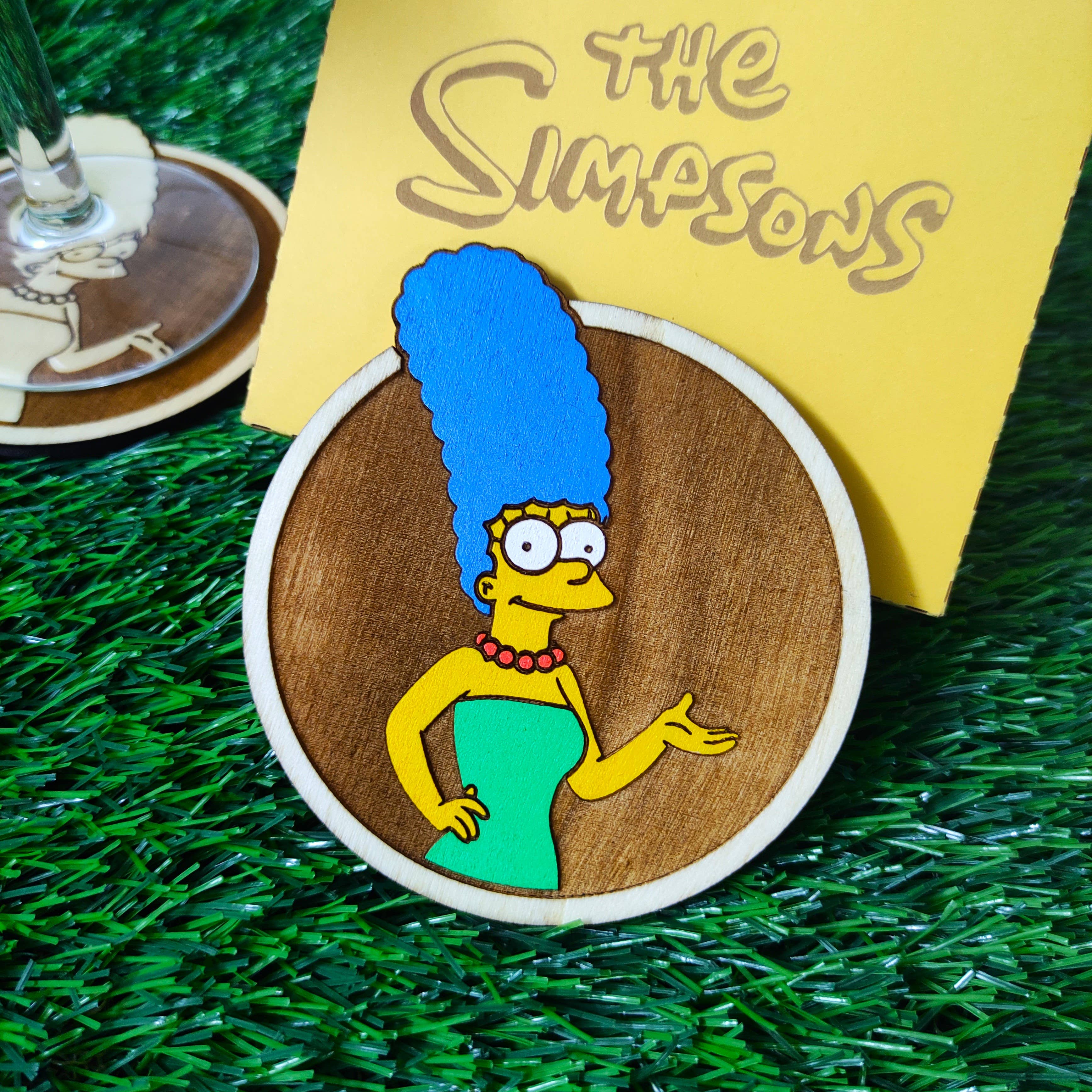 Herbs&Belles - Wholesale Coasters - Set of 6 Colorful Simpsons Wooden Coasters, Homer Marge Bart2