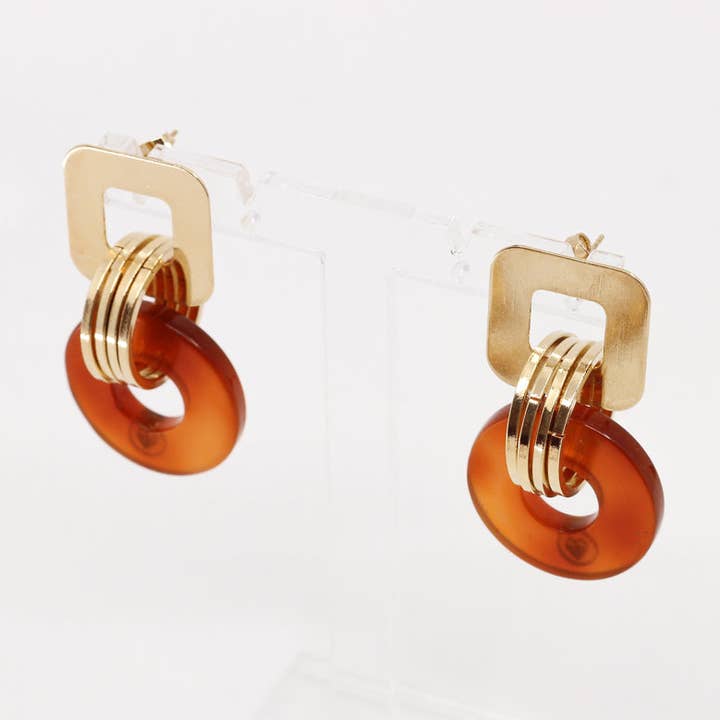 Megan Amber Cellulose Acetate Vintage Earrings for wholesale by Bonjour Aimée
