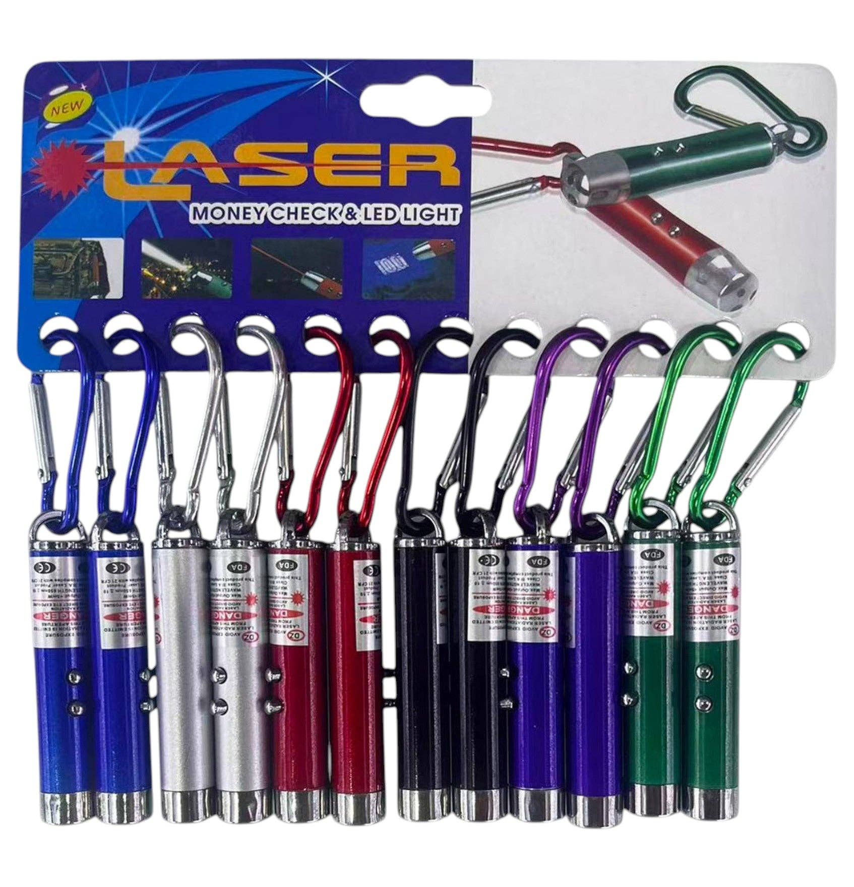 ASSORTED Mini Led Flashlights Laser Key Chain KC5909-2 (12PC) for wholesale on Faire3