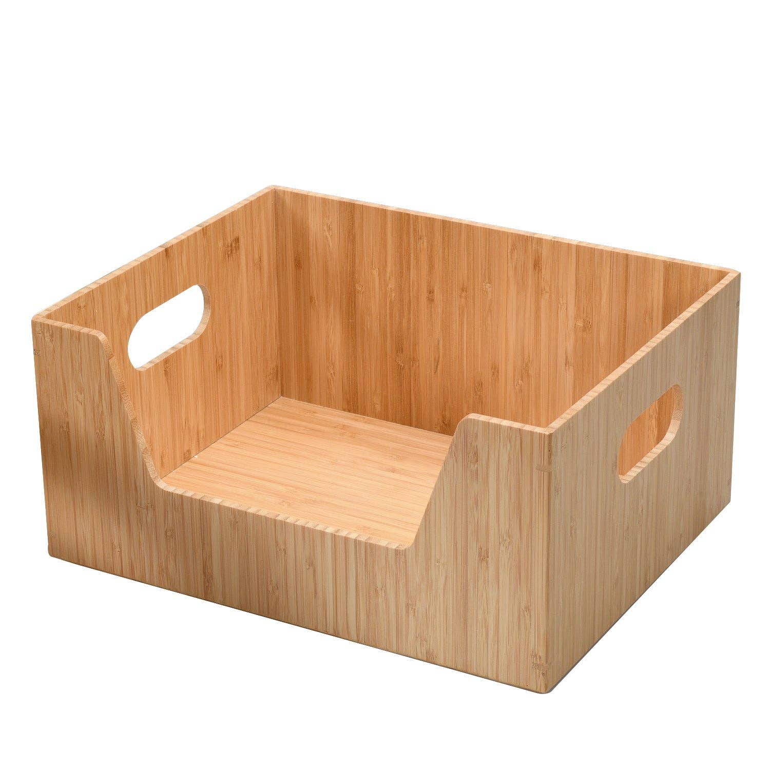 MobileVision - Wholesale Storage Bin - Bamboo Large Open Front Storage Box, 14 x 11 x 6.50