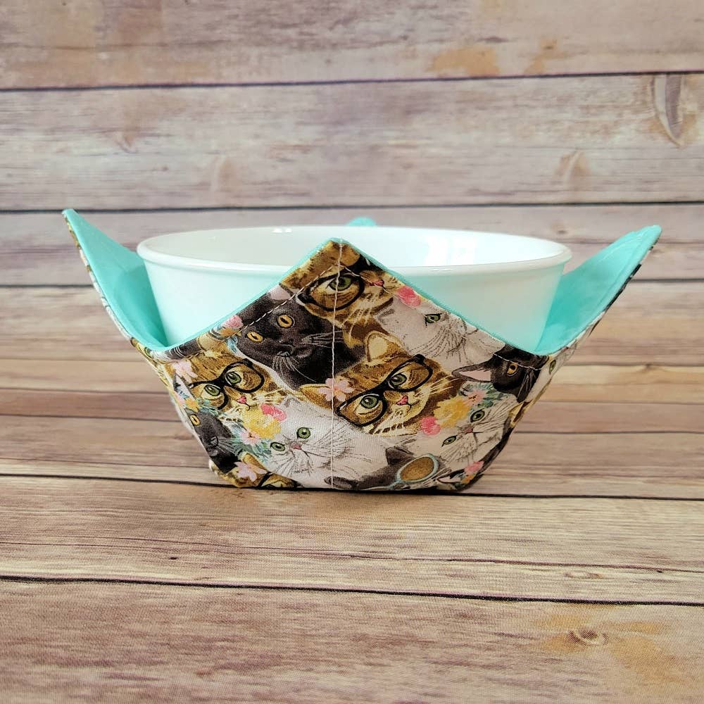 Burpie Bibs Boutique - Wholesale Oven Mitt/Pot Holder - Cat Bowl Cozy | Flower Cat Kitten Hot Pad | Padded Holder2