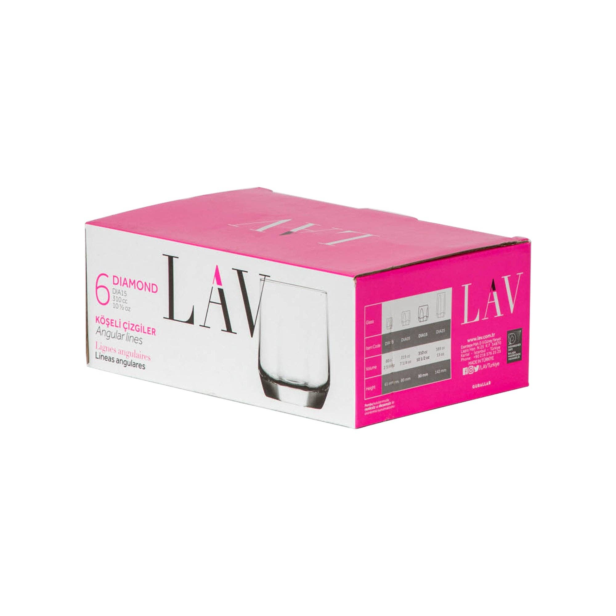 Rinkit Ltd - Wholesale Cocktail/Liquor Glass - LAV Diamond Drinking Glass - 310ml4