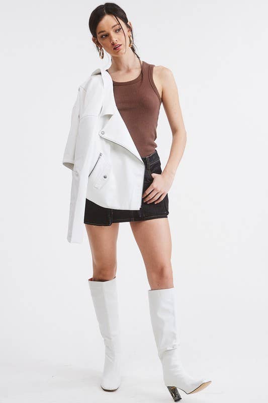 Mimosa - Wholesale Leather Jacket - Women's - Faux Soft Leather Biker Jacket with Front Zipper4