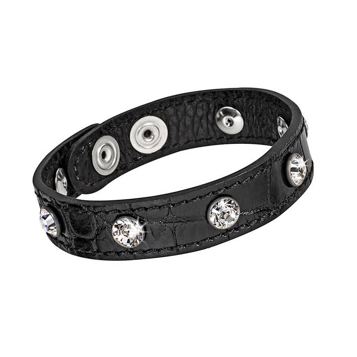 Leren armband „Rivet” enkel zwart voor wholesale door Crocus