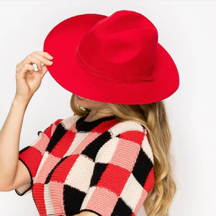 Red Premium Wool Pencil Brim Hat -Red for wholesale on Faire12