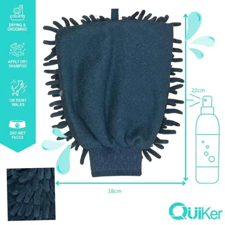 Quiker Pet Products – wholesale Pet grooming aid – Dog – QuikDry Multi-Purpose Noodle Mitt -Dry Groom - 3 Pack Inner1