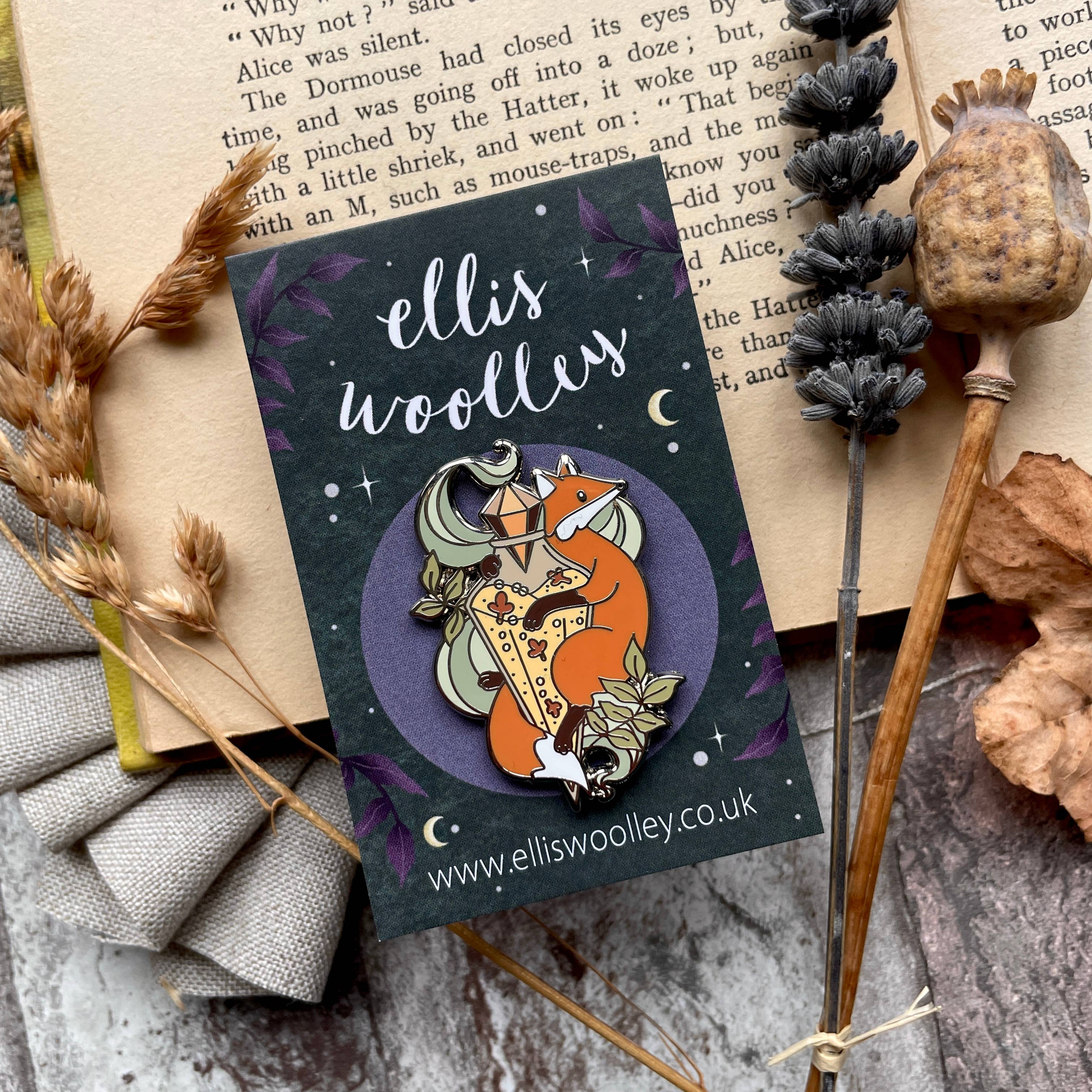 Ellis Woolley Illustration – wholesale Lapel pin/button – Potion Fox Enamel Pin1