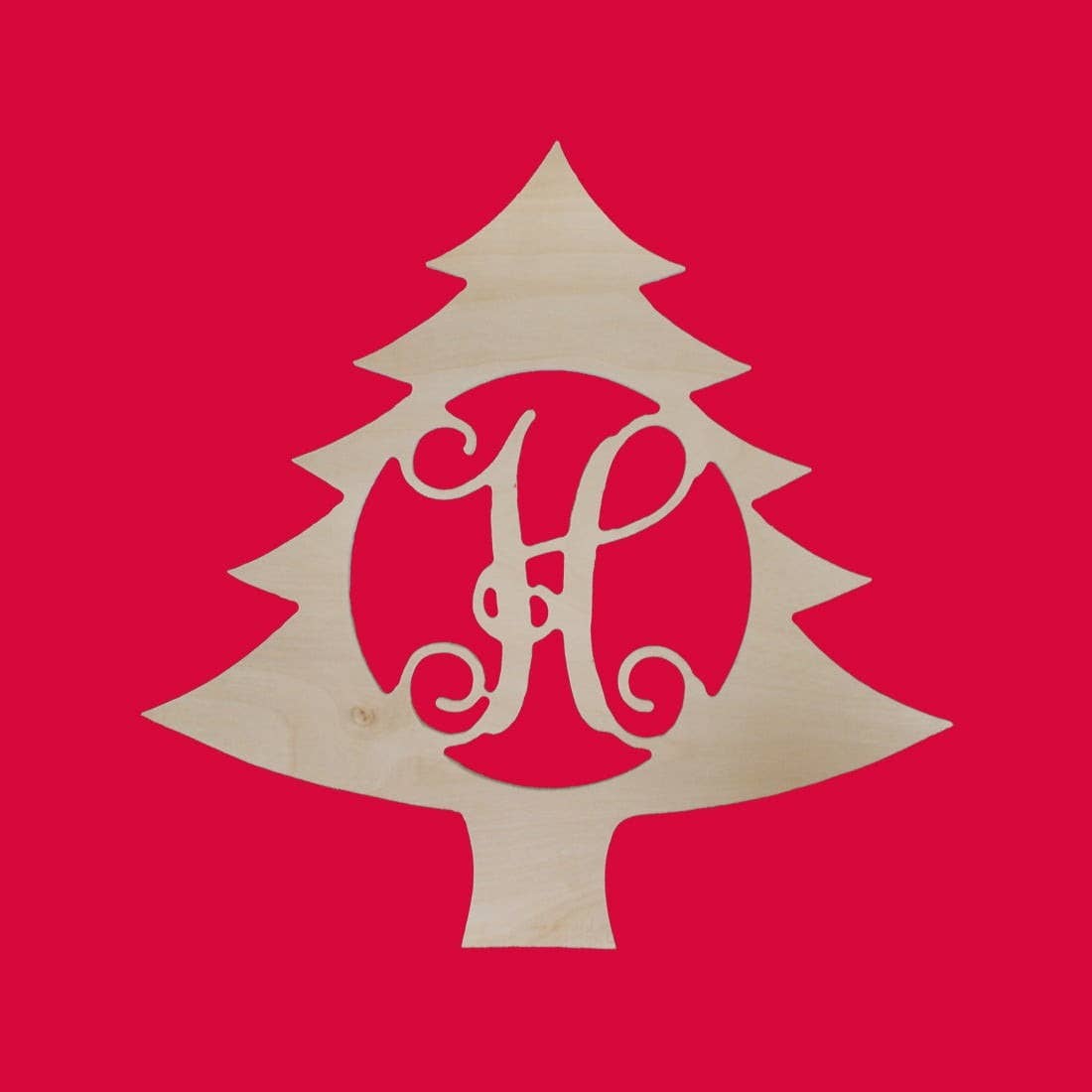 Wholesale Boutique - Wholesale Wall Sign - Christmas Tree Wood Monogram - Single Initial2
