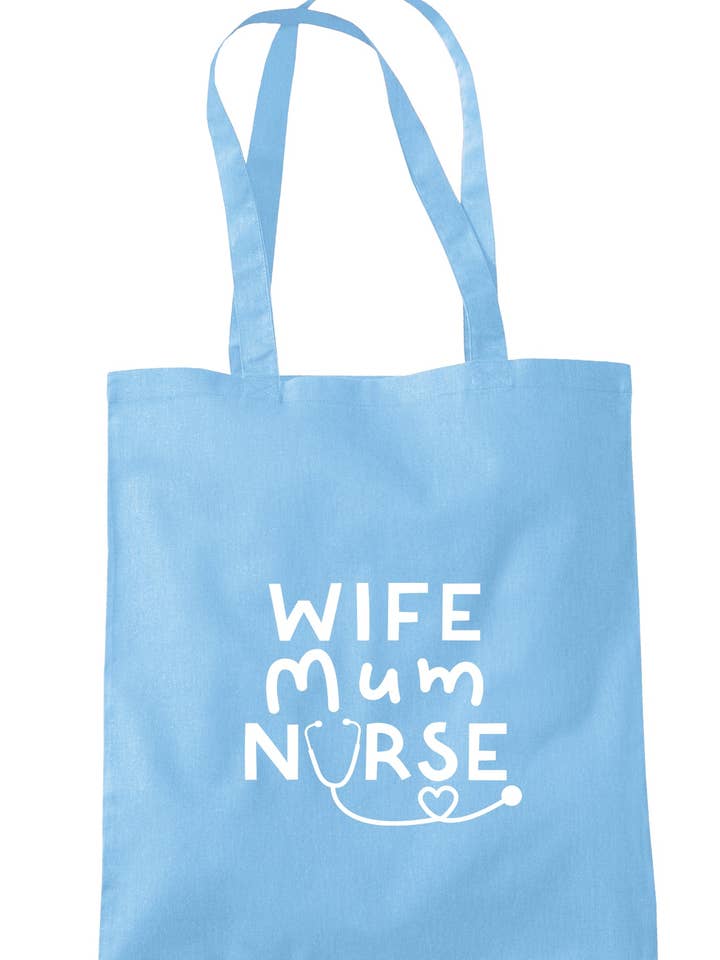 Wife Mum Nurse Printed Tote Bag K2781 for wholesale by Illustrated Identity