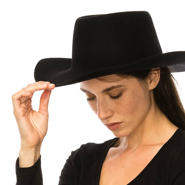 DNMC - Wholesale Cowboy Hat - Women's - Women's Western Hat - Wool Felt Gambler Cowboy Hat