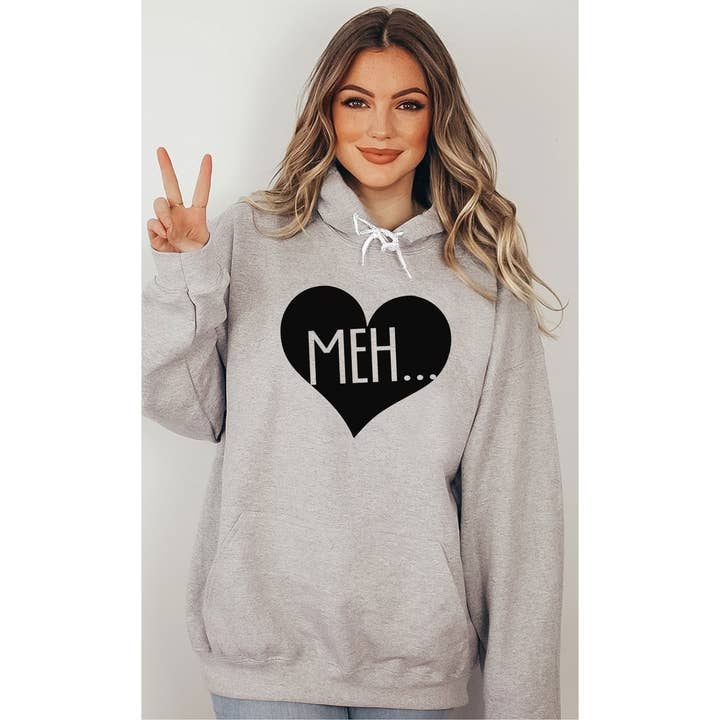 Kissed Apparel - Vendita all'ingrosso Felpa con cappuccio - Donna - Felpa con cappuccio da uomo con stampa di San Valentino con cuore nero