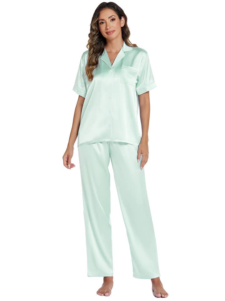 GEXWORLDWIDE - Wholesale Sleepwear Set - Women's - Silk Pajamas for Women Satin Pajama Set12