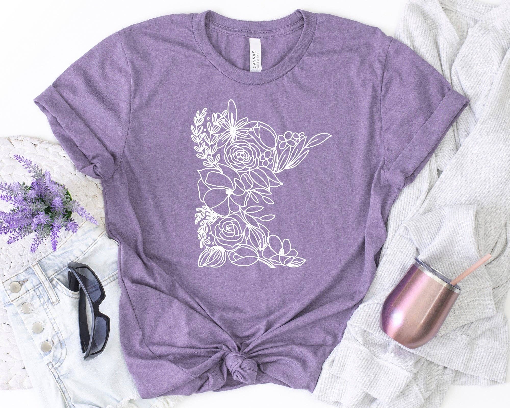 Autumn Rose Co. - Wholesale Screen Printed T-Shirt - Women's - Minnesota Floral Tee, Minnesota Graphic Shirt, MN Tees5