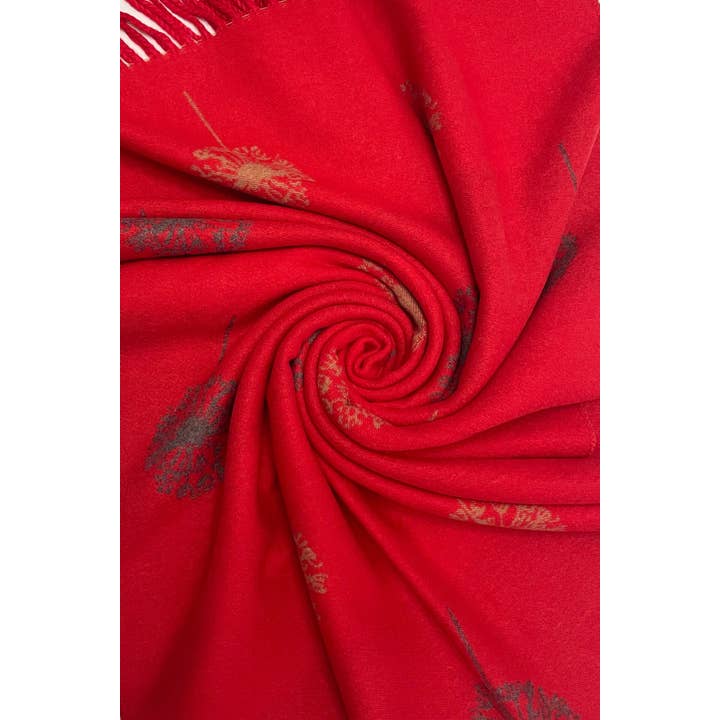 Fashion Scarf World – wholesale Scarf – Women's – Dandelion Print With Reversible Stripe Tassel Scarf19