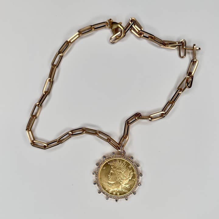 Gold or Silver With American Coin Necklace for wholesale by Beauty In Stone Jewelry