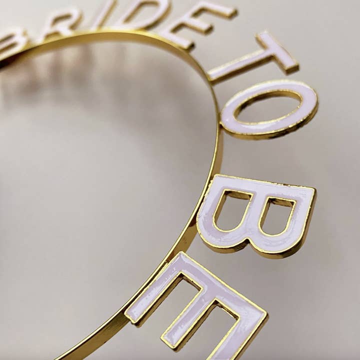 PopFizzCheers - Wholesale Fashion Headband - Women's - Bride To Be Gold Blush Pink Metal Headband1