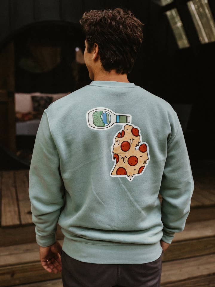 Stuck on Michigan - Vente Sweat-shirt à imprimés – femme - Sweatshirt unisexe en molleton à col rond Michigan Pizza + Ranch©3