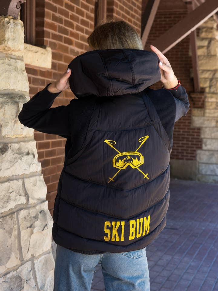 Vest, Puffer Black, Ski Bum for wholesale by Moving Forward Designs