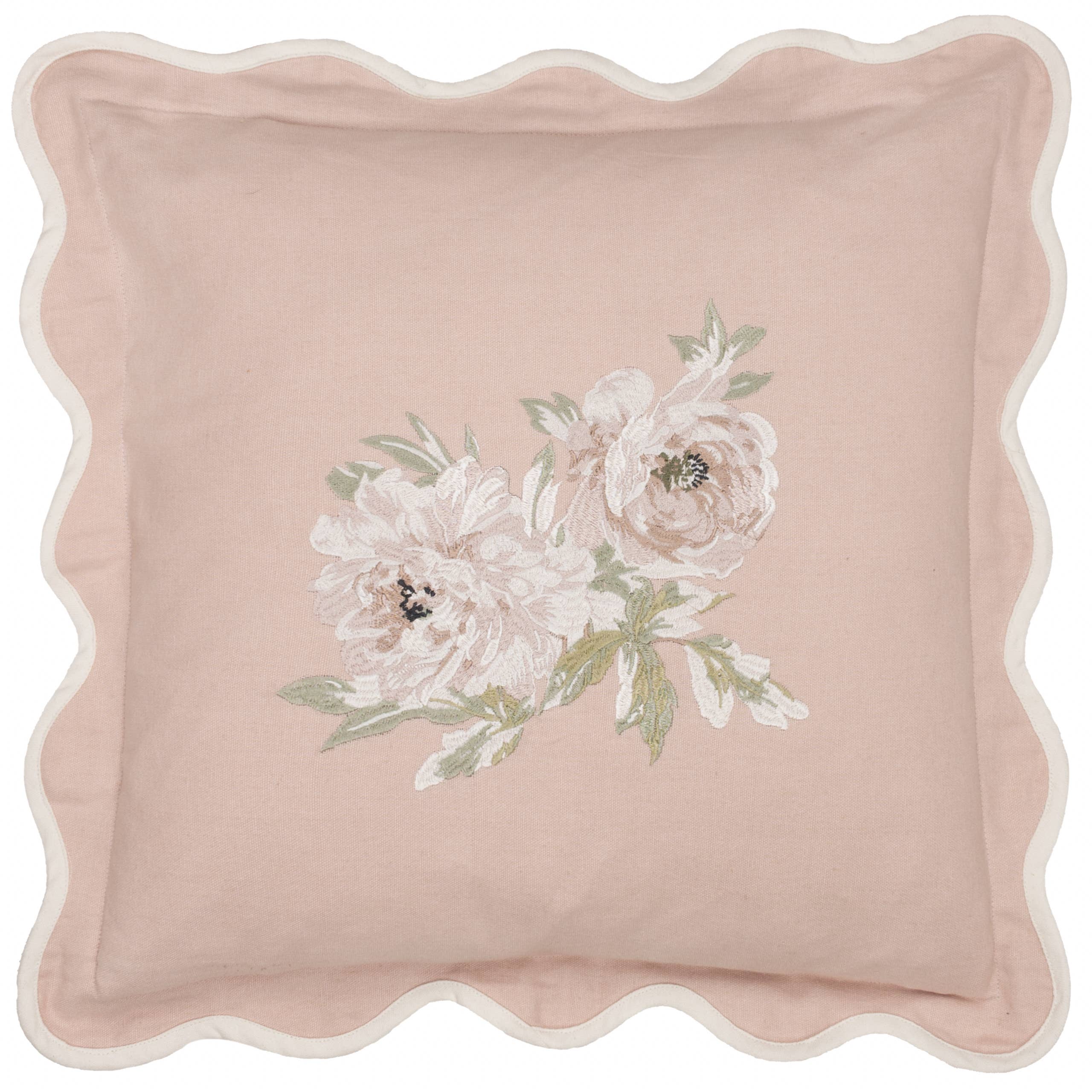 Adele Floral Embroidered Cushion Rose for wholesale on Faire1