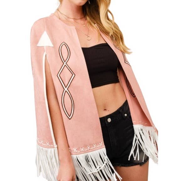 Blue Bunny Inc - Wholesale Cape - Women's - Add Western Flair with Fringe Detail Open Cape Jacket