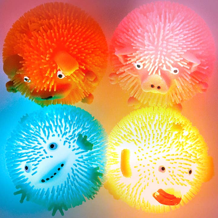 Cap Zone - Wholesale Squishy Toy - Kids & Baby - Spiky Puffer Animal LED Light-Up Squishy Ball