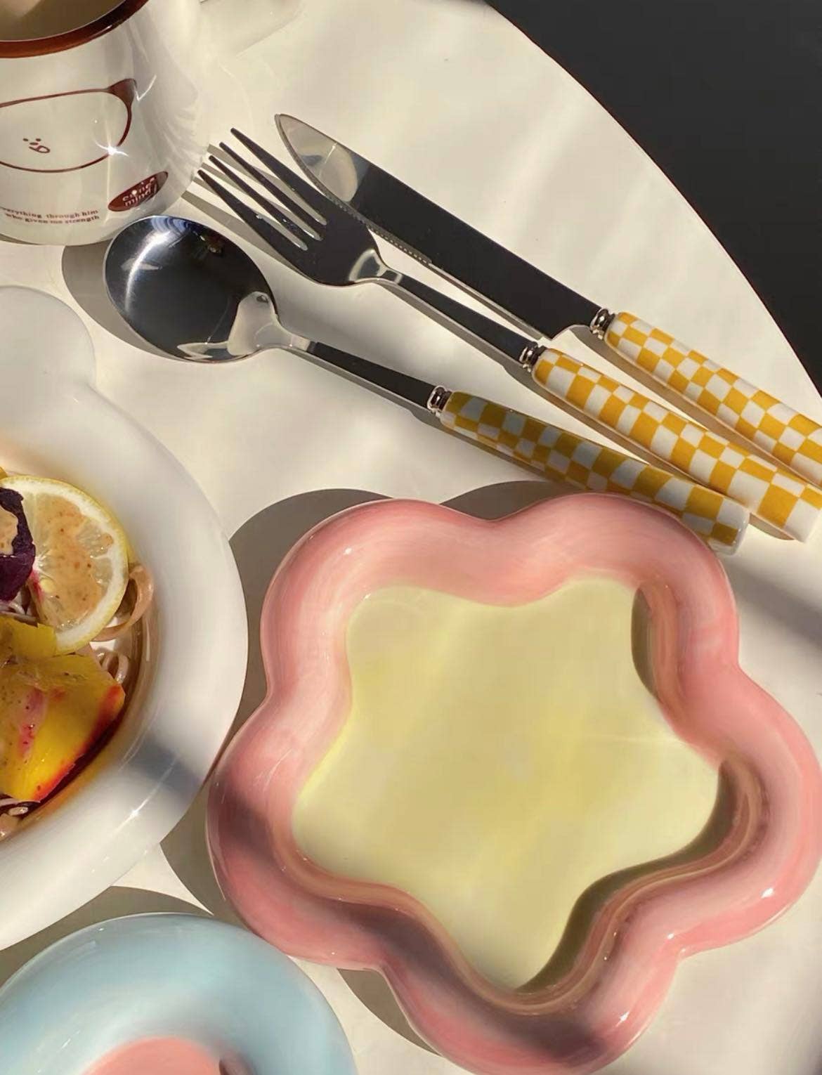 INSPECIAL HOME - Wholesale Flatware Set - Set Of 6 Pcs Modern Checkered Flatware Cutlery Silverware6